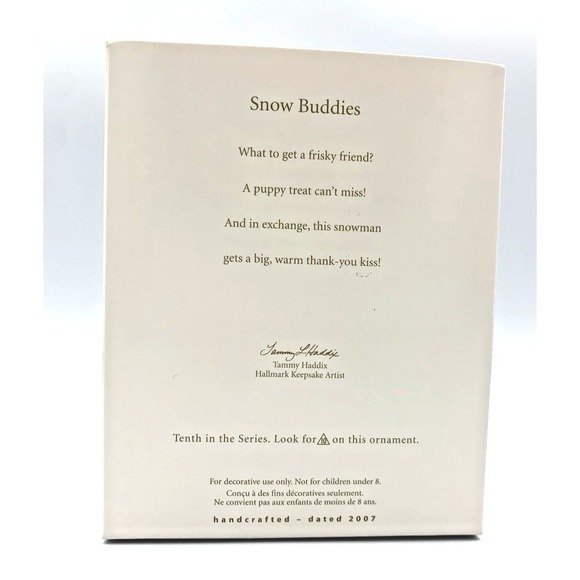 2007 Snow Buddies Snowman with Husky Hallmark Keepsake Ornament 10th in Series - Picture 5 of 5